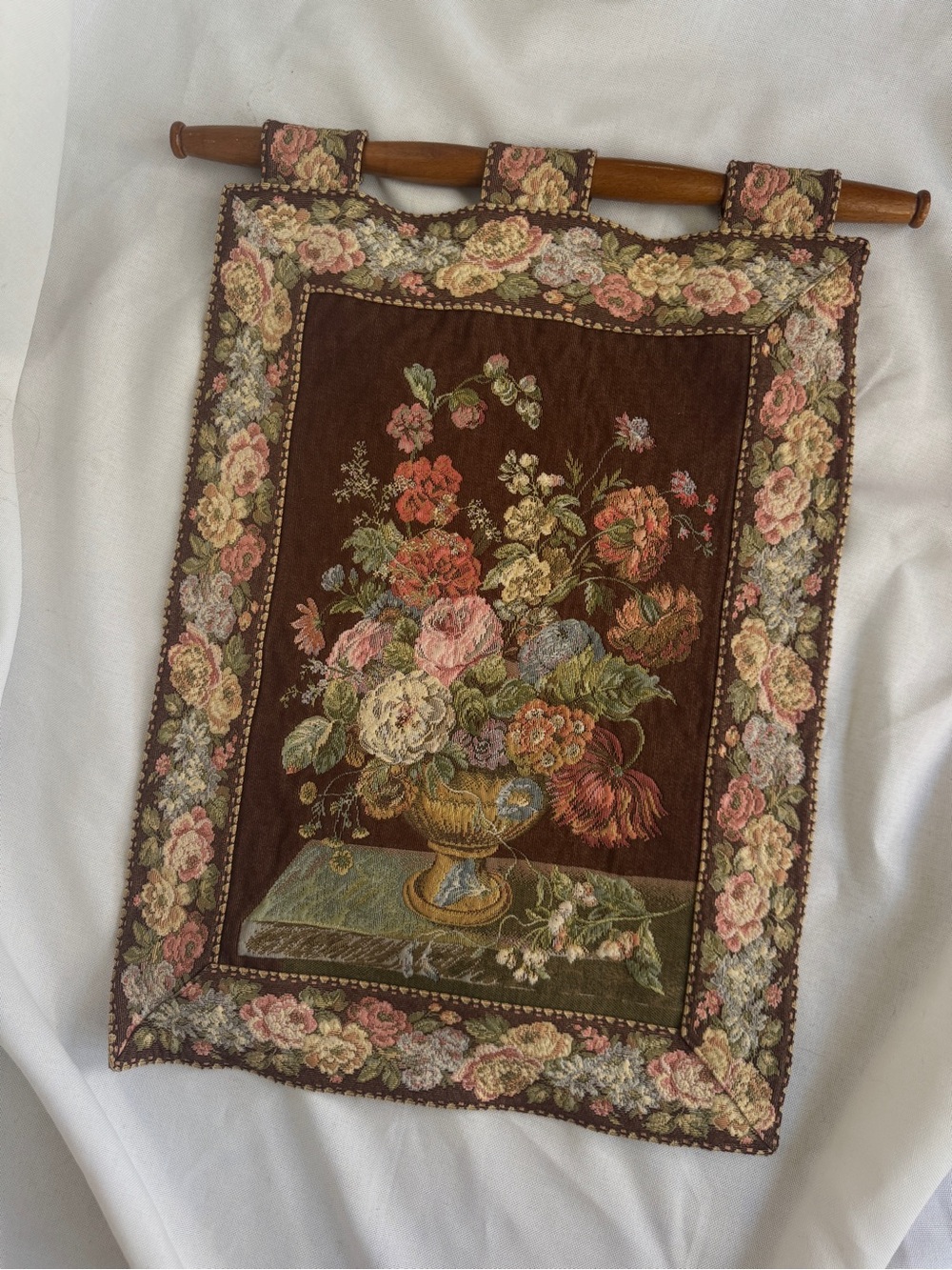 Vintage Floral Tapestry German Wall Hanging
